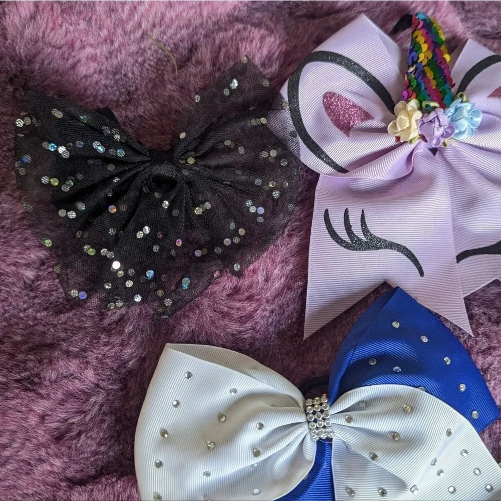 Colorful Bow Set with Glitter and Rhinestones